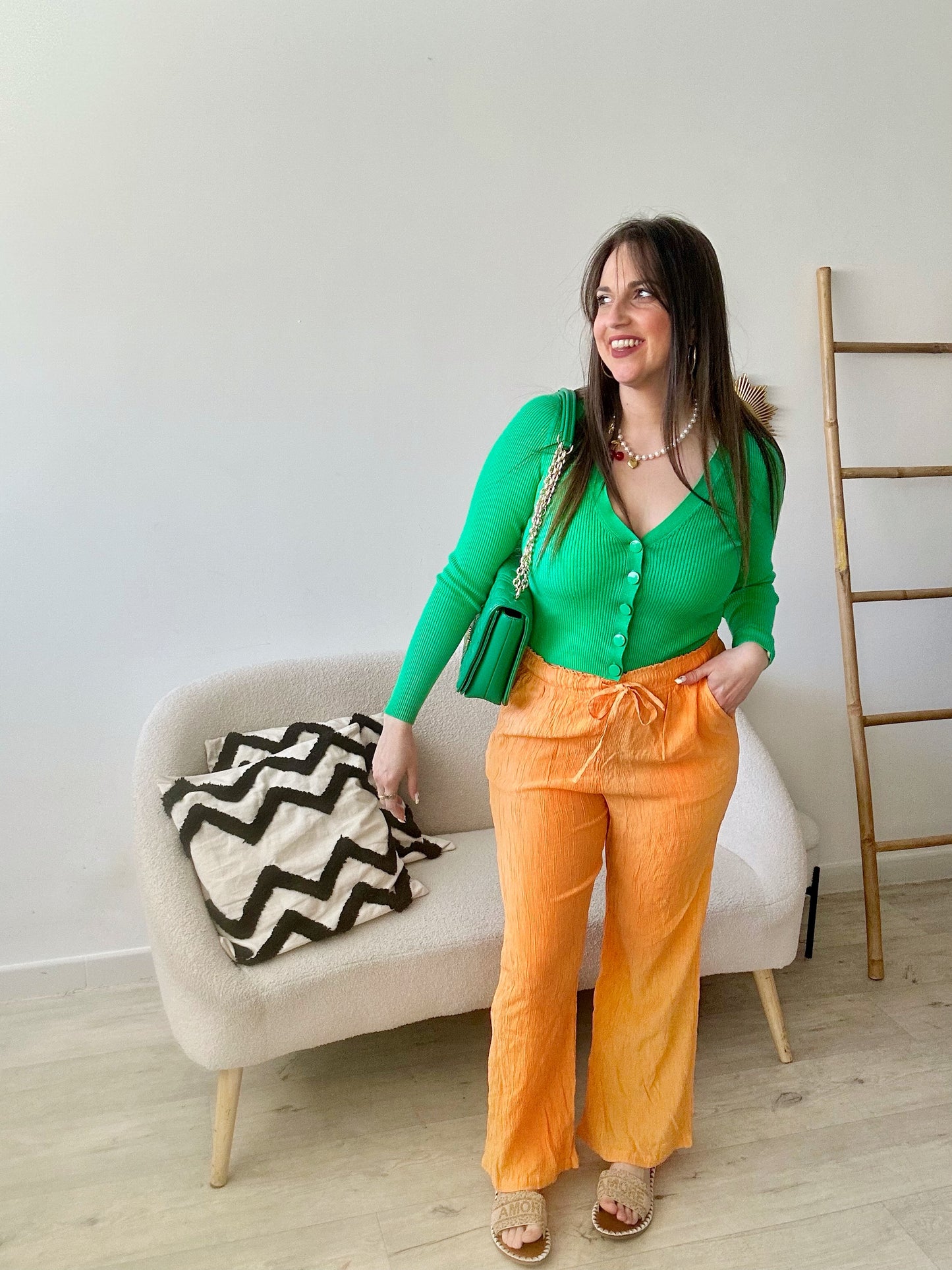 Pantalon fluide orange taille unique
