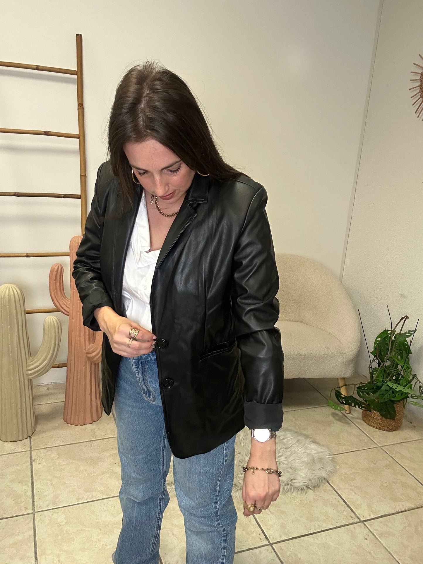 Blazer en simili cuir Jennyfer taille M