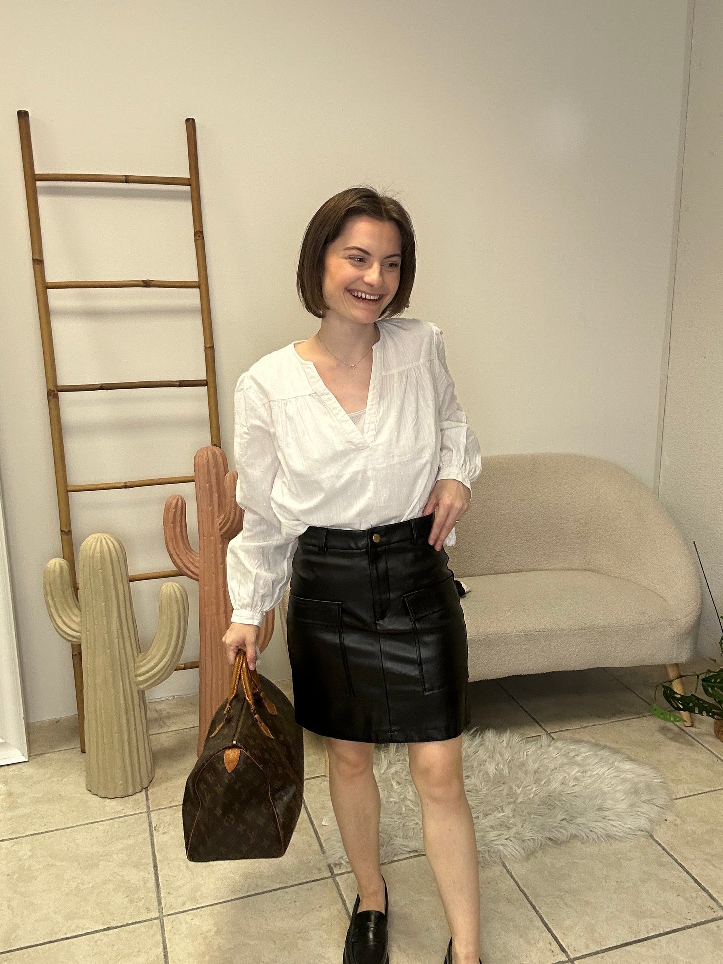 Jupe cargo simili cuir taille S