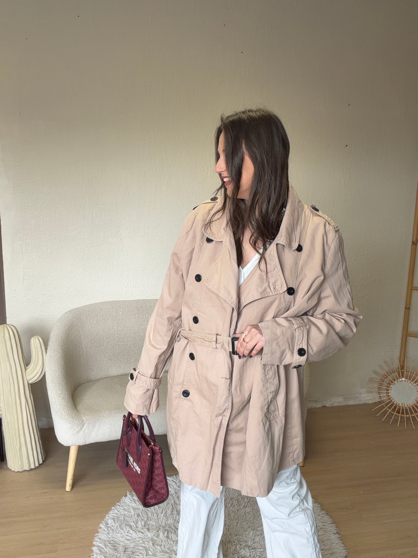 Trench rose pale taille L/XL
