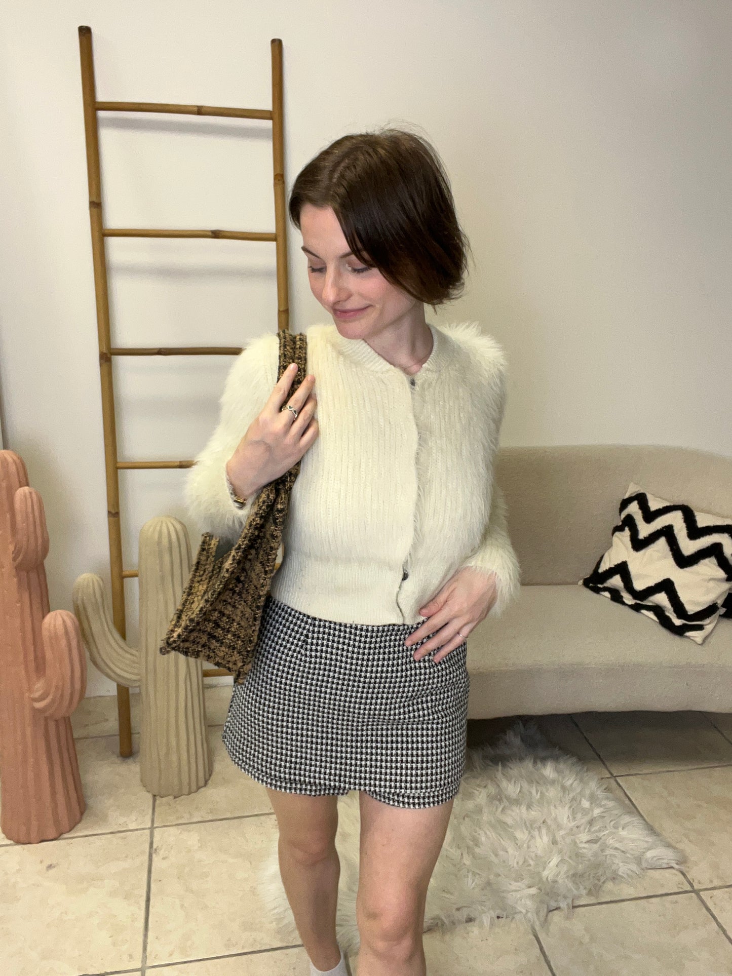 Jupe short pied de poule Zara taille S