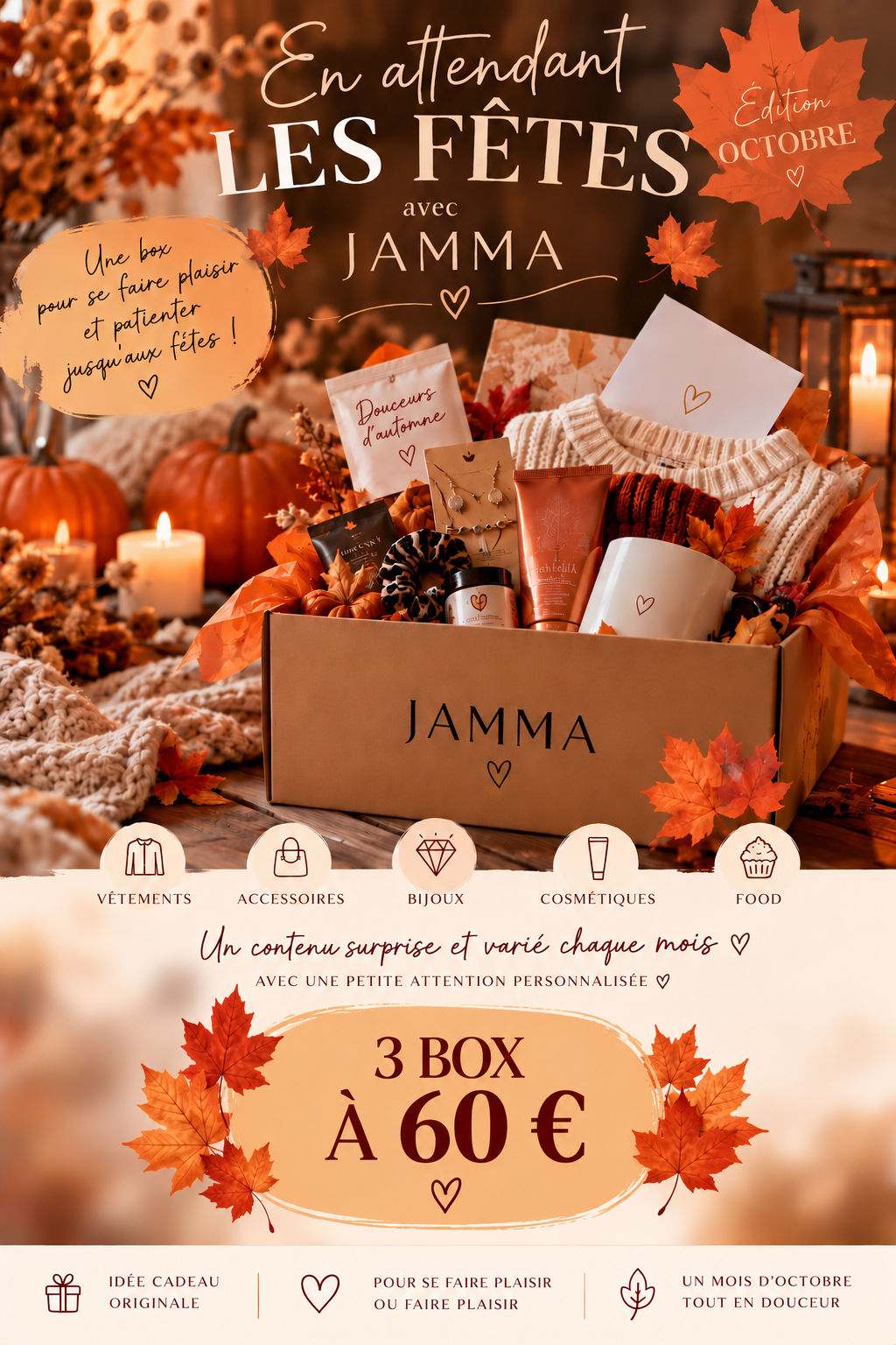 Boxes "En attendant les fêtes avec Jamma" Octobre, Novembre, Décembre