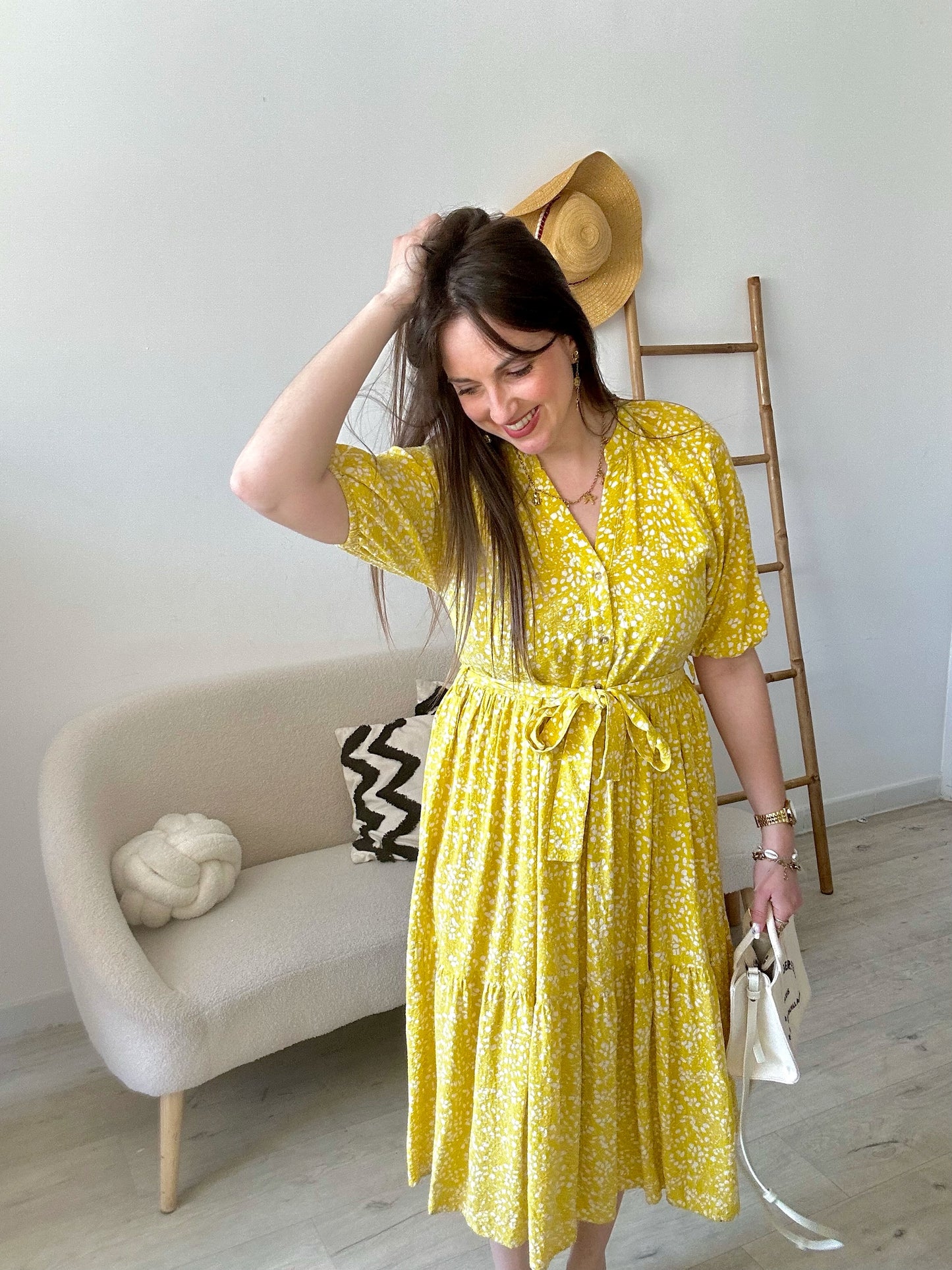 Robe fleurie jaune taille 36