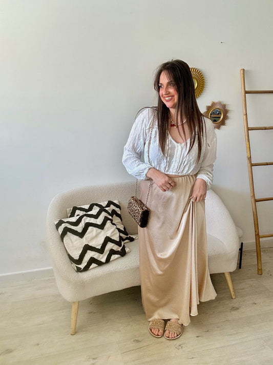 Jupe satiné beige taille unique