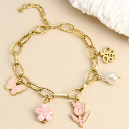 Bracelet breloques doré