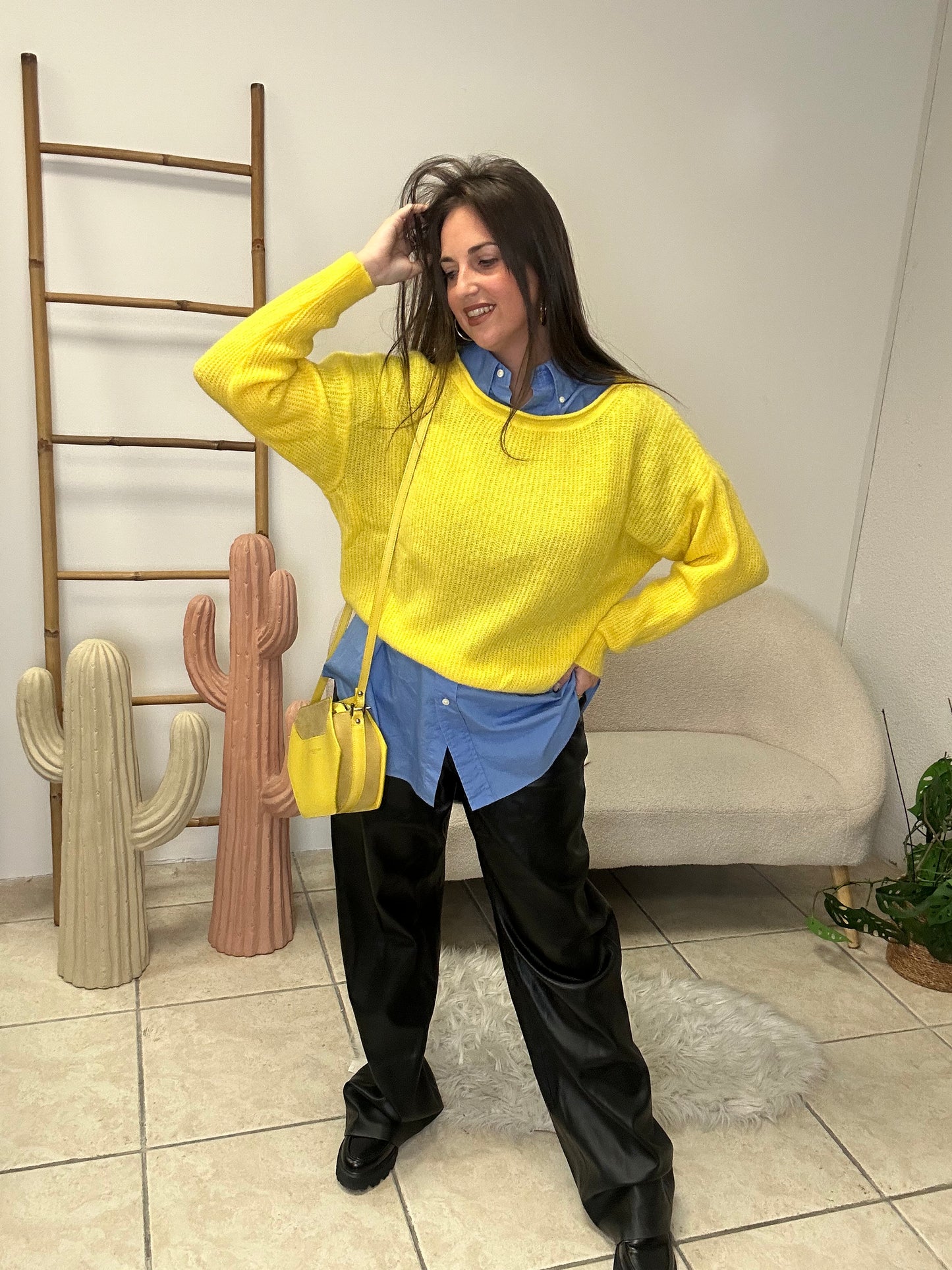 Pull jaune taille unique