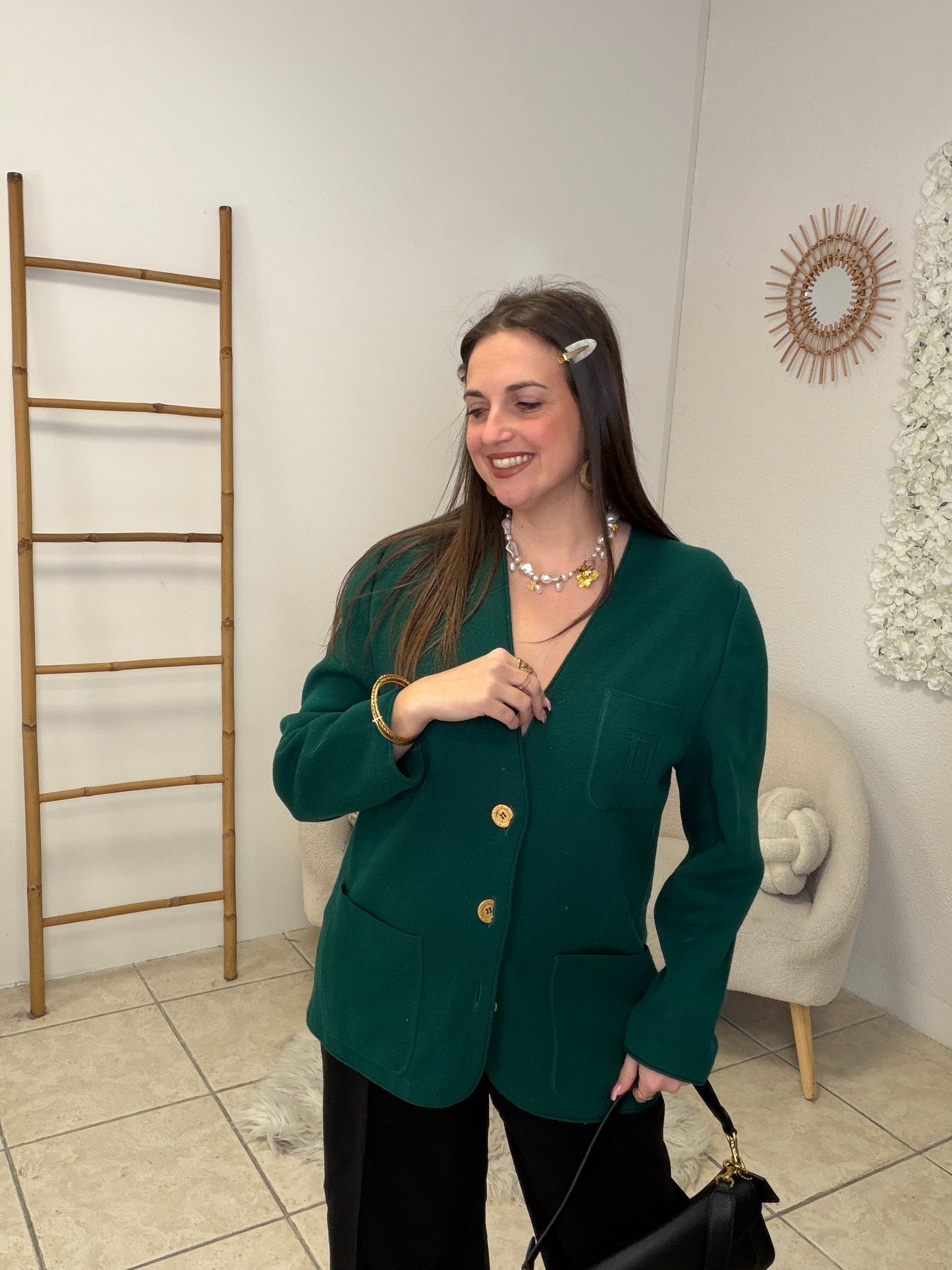 Cardigan vert bouteille taille M/L