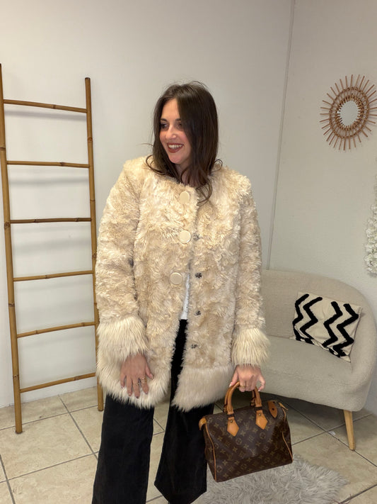 Fausse fourrure beige taille S