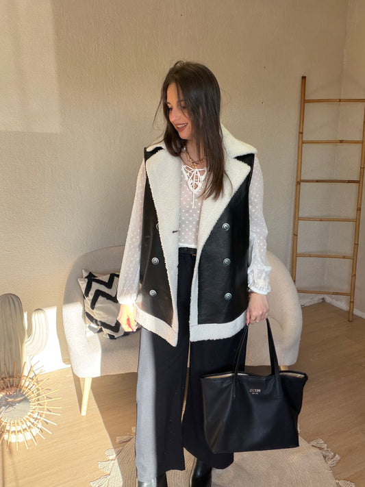 Veste simili cuir sans manche taille unique