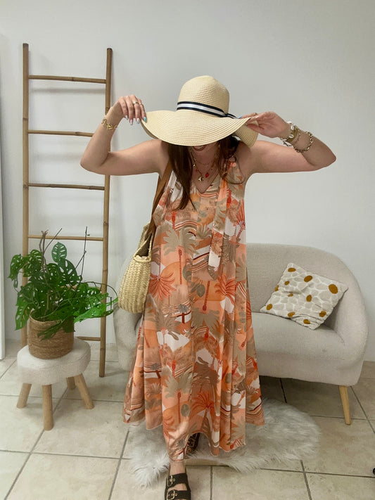 Robe à motifs orange taille unique