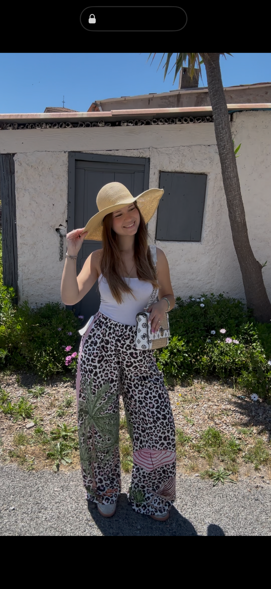 Pantalon Léopard rayure rose TU