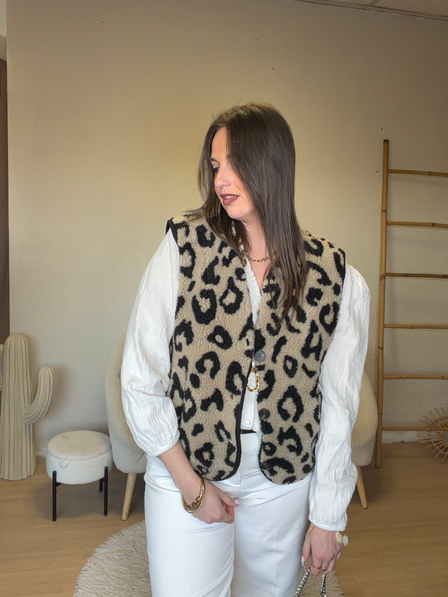 Gilet sans manche léopard taille unique