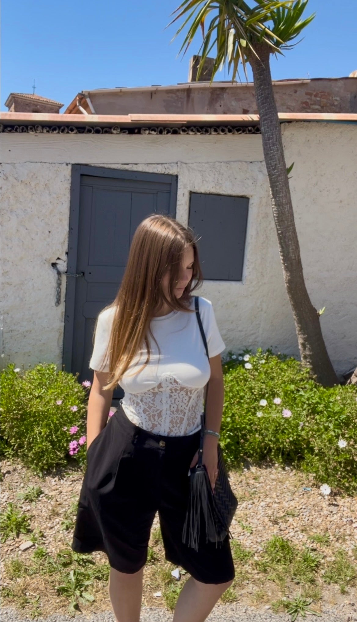 T-shirt corset dentelle Blanc S/M