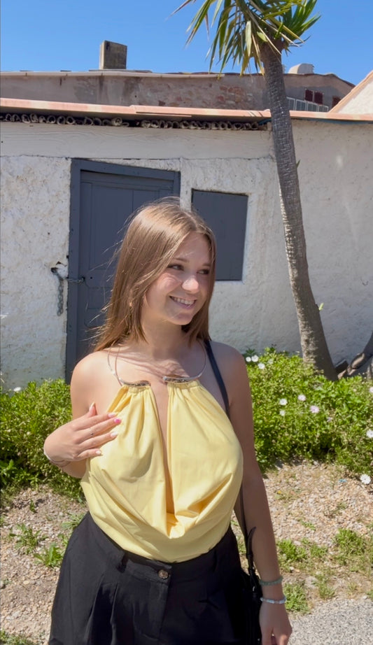 Top Collier Dos nue Jaune