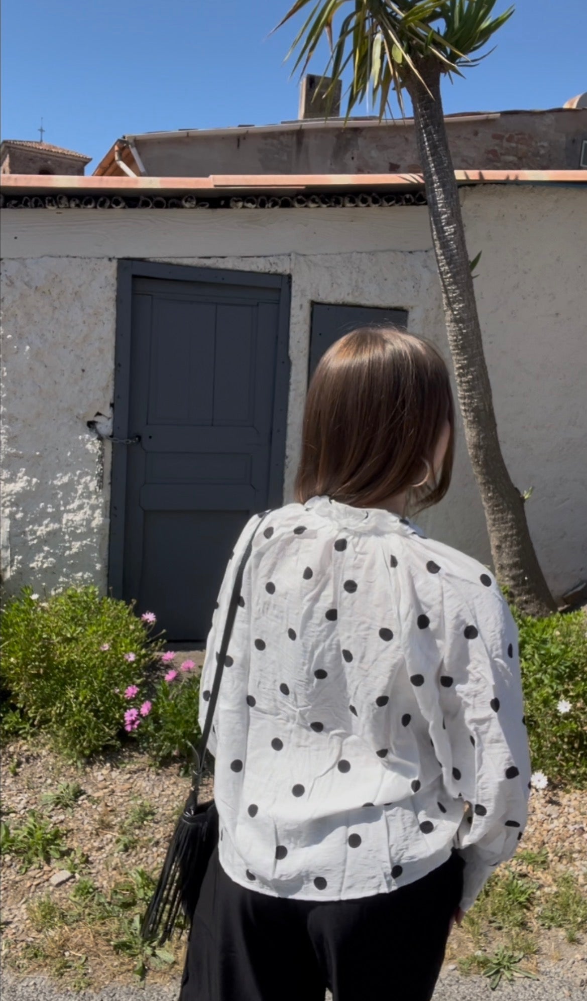 Chemise blanche à pois
