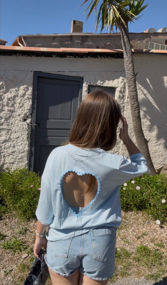 T-shirt coeur Bleu