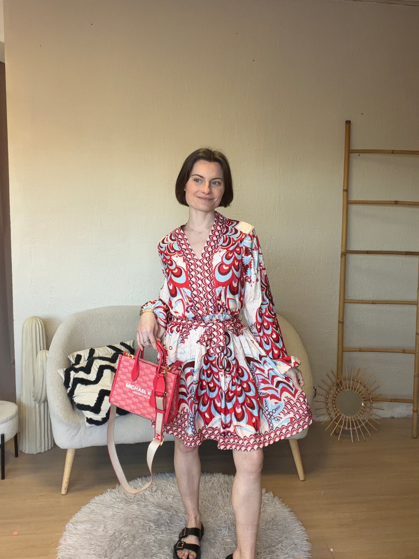 Robe à motifs robe et beige taille S