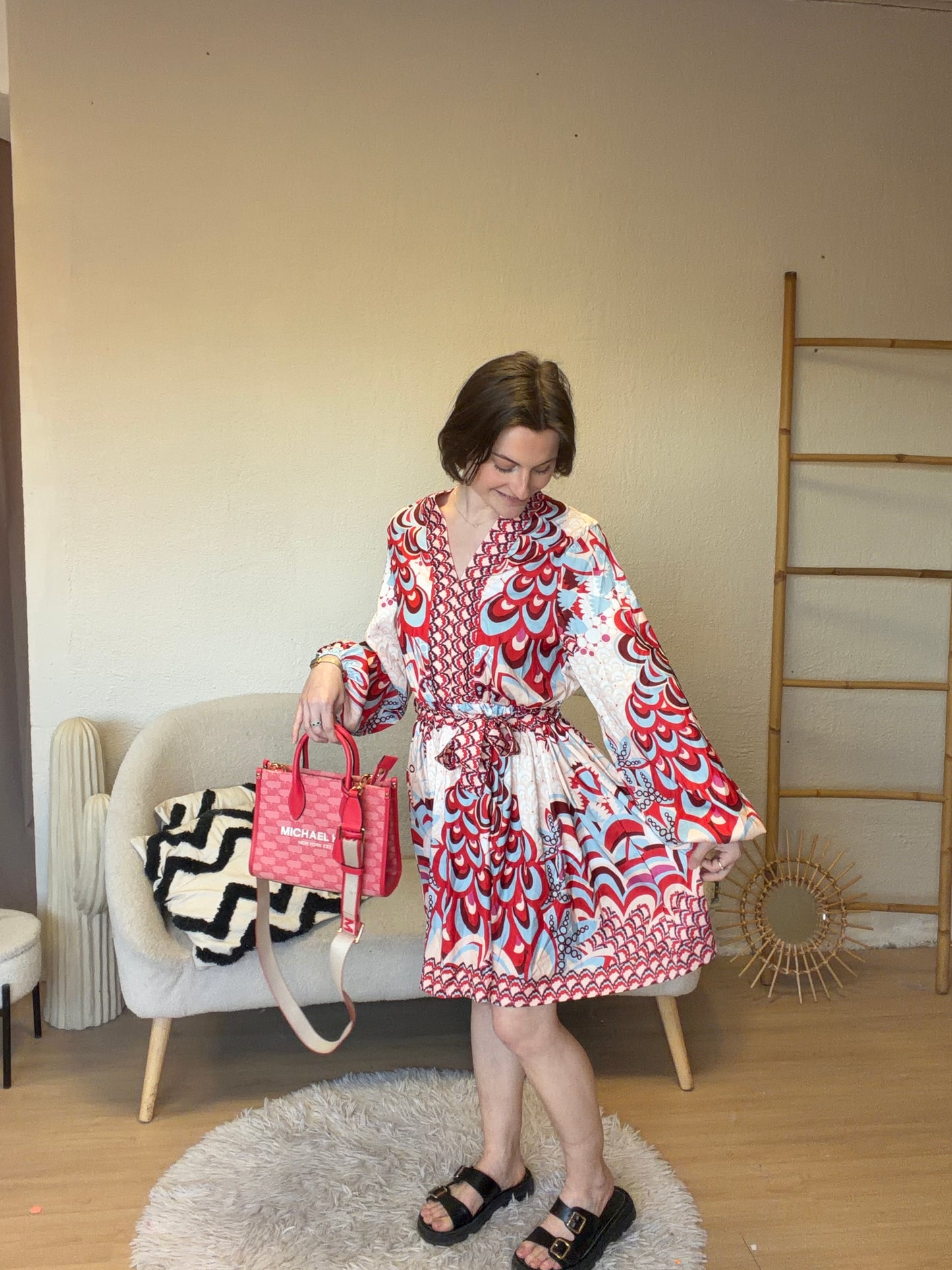 Robe à motifs robe et beige taille S