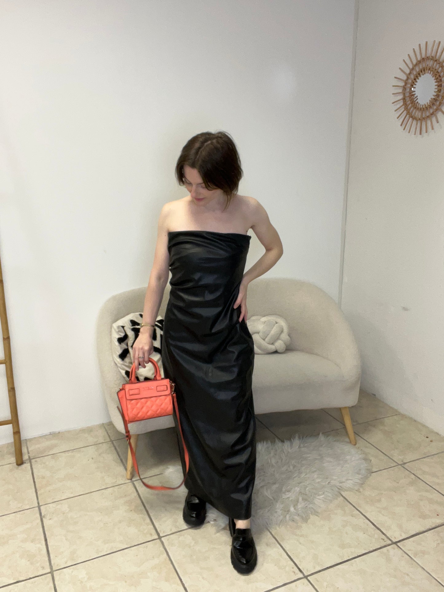 Robe bustier simili cuir Zara taille S