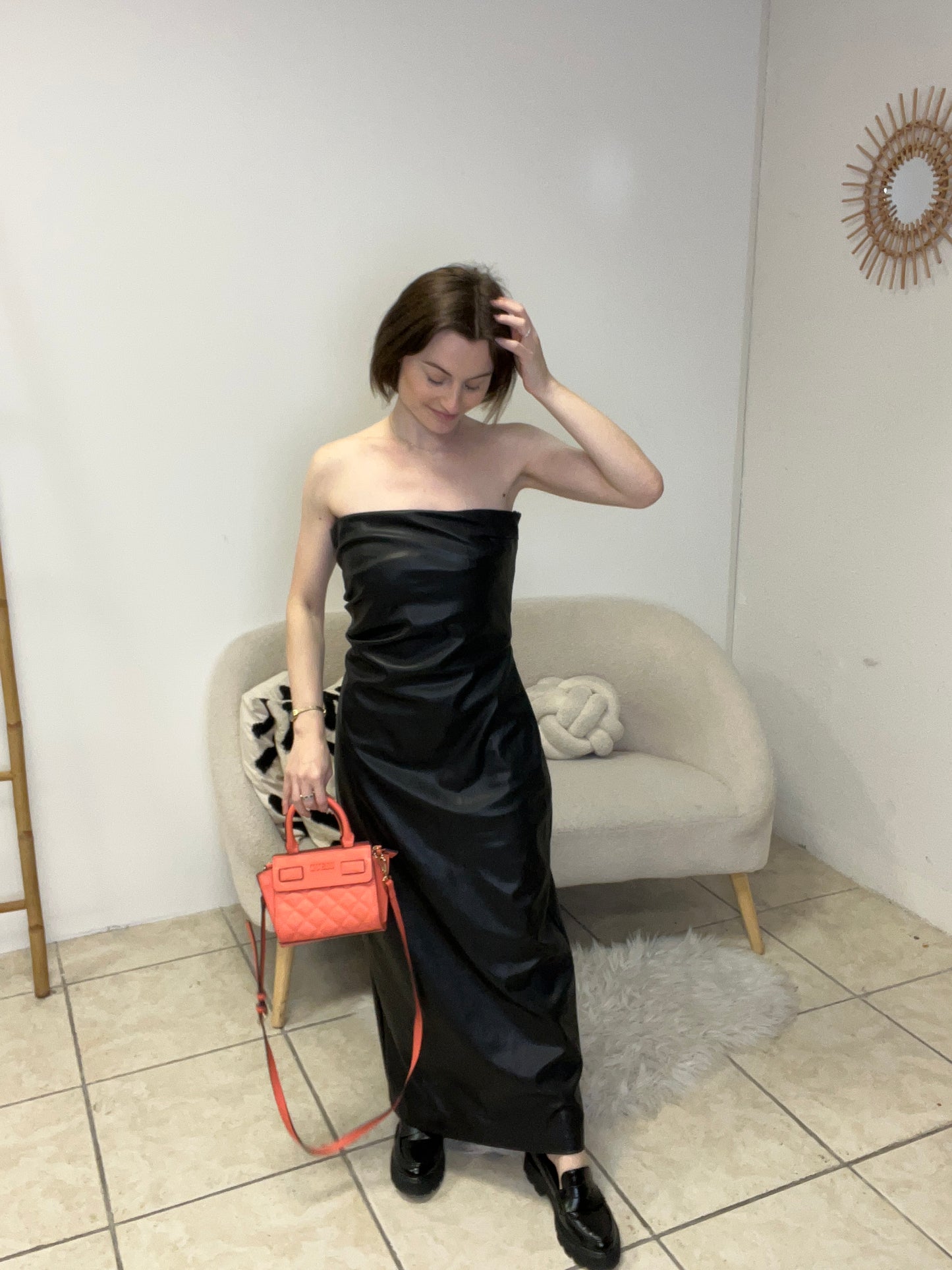 Robe bustier simili cuir Zara taille S