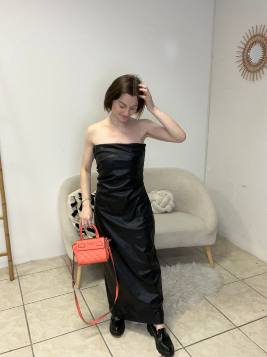 Robe bustier simili cuir Zara taille S